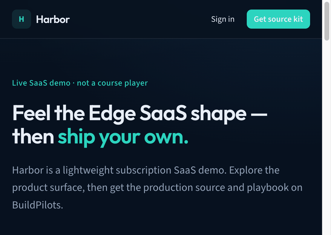 Harbor production screenshot